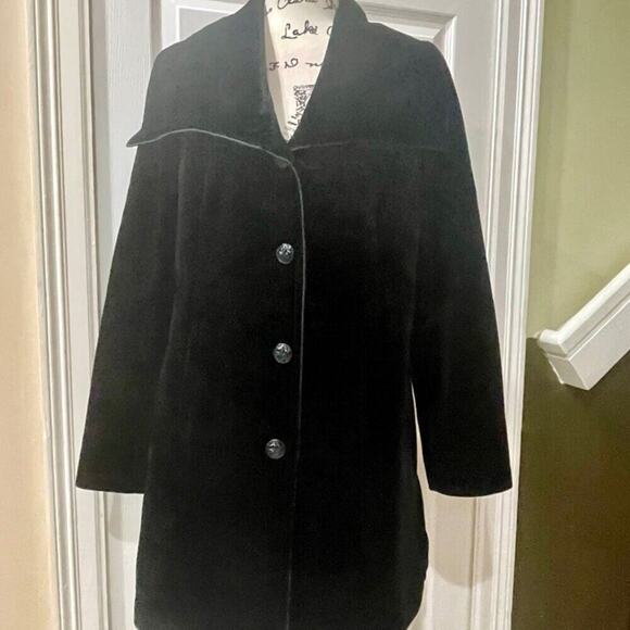 LAUNDRY BY SHELLI SEGAL COAT VELVET BLACK SZ LARGE SOPHISTICATED LUXURY CORE - Picture 9 of 15